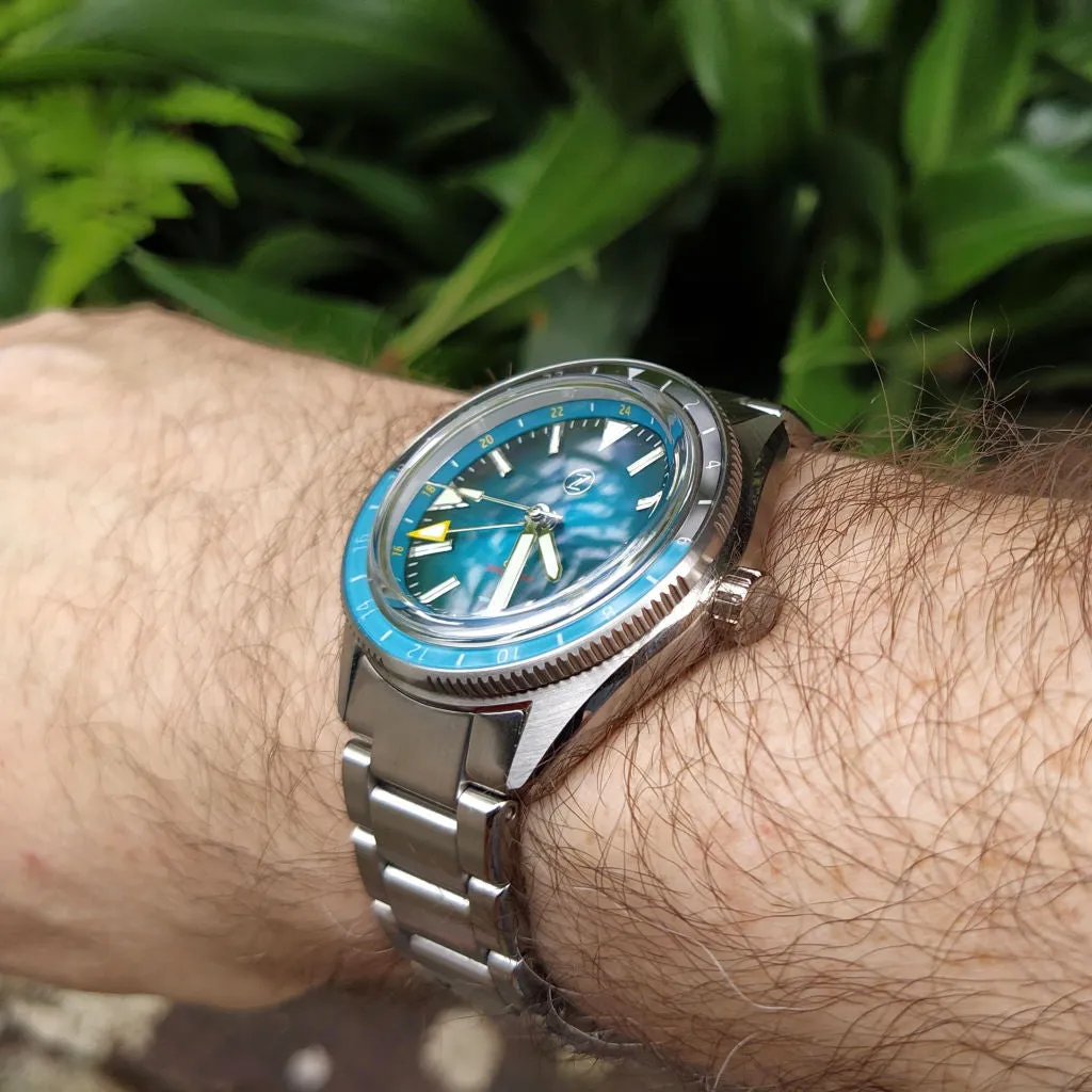 Zelos Horizons GMT v2 - Steel Teal&nbsp;Blue (Swiss&nbsp;ETA&nbsp;2893)