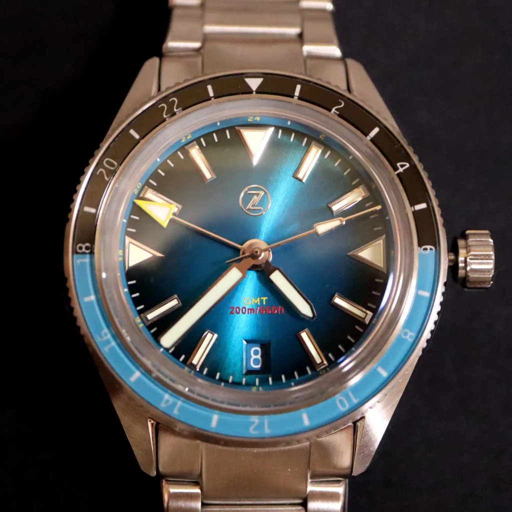 Zelos Horizons GMT v2 - Steel Teal&nbsp;Blue (Swiss&nbsp;ETA&nbsp;2893)