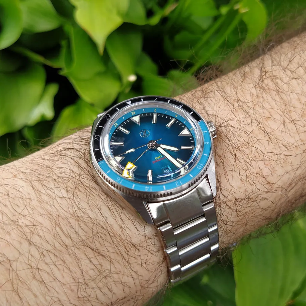 Zelos Horizons GMT v2 - Steel Teal&nbsp;Blue (Swiss&nbsp;ETA&nbsp;2893)